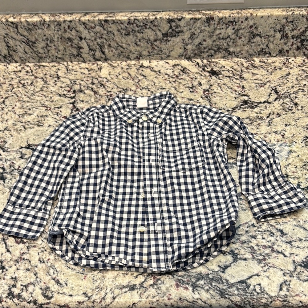 GAP Black and White Gingham Toddler Button Down Shirt